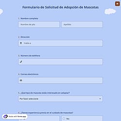 Formulario de Solicitud de Adopción de Mascotas