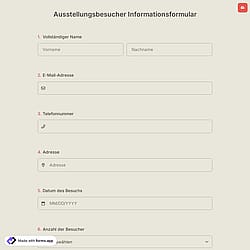 Ausstellungsbesucher Informationsformular