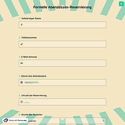 Formelle Abendessen-Reservierung