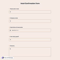 Hotel Confirmation Form