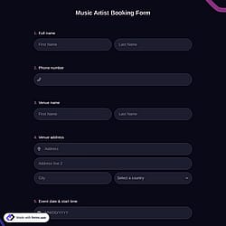 Music Artist Booking Form
