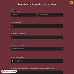 Formulaire de Annulation de Inscription
