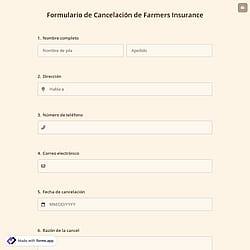 Formulario de Cancelación de Farmers Insurance