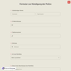 Formular zur Kündigung der Police
