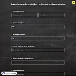 Formulario de Reporte de Problemas con Herramientas