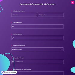 Beschwerdeformular für Lieferanten