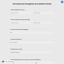 Formulário de Emergência de Cuidados Infantis