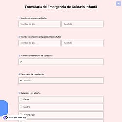 Formulario de Emergencia de Cuidado Infantil