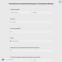 Formulario de Consentimiento para Tratamiento Dental