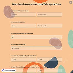 Formulaire de Consentement pour Toilettage de Chien