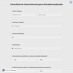 Formulário de Consentimento para Microdermoabrasão