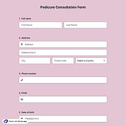 Pedicure Consultation Form 