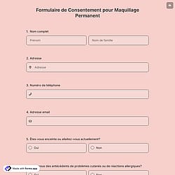 Formulaire de Consentement pour Maquillage Permanent