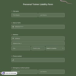 Personal Trainer Liability Form