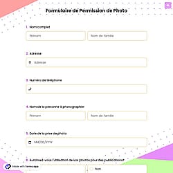 Formulaire de Permission de Photo
