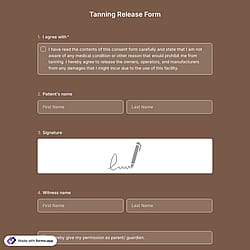 Tanning Release Form