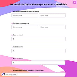 Formulário de Consentimento para Anestesia Veterinária