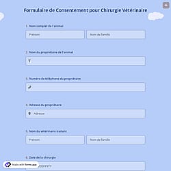 Formulaire de Consentement pour Chirurgie Vétérinaire
