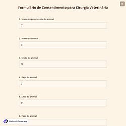 Formulário de Consentimento para Cirurgia Veterinária