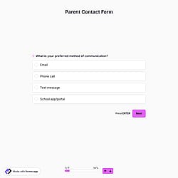 Parent Contact Form 