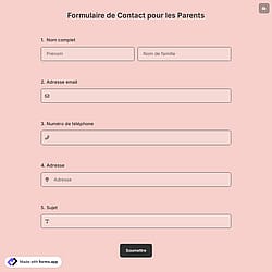Formulaire de Contact pour les Parents