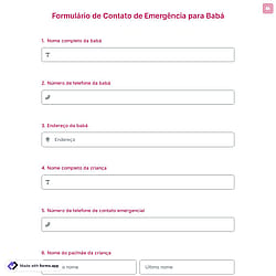 Formulário de Contato de Emergência para Babá
