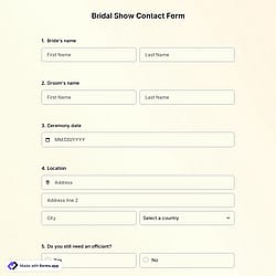 Bridal Show Contact Form