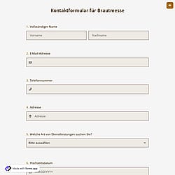 Kontaktformular für Brautmesse