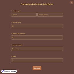 Formulaire de Contact de le Église