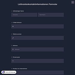 Lieferantenkontaktinformationen Formular