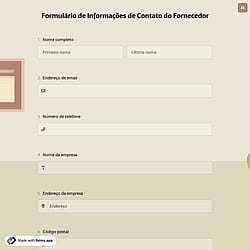 Formulário de Informações de Contato do Fornecedor