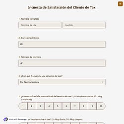 Encuesta de Satisfacción del Cliente de Taxi