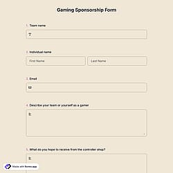Gaming Sponsorship Form 