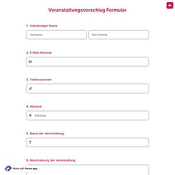 Veranstaltungsvorschlag Formular