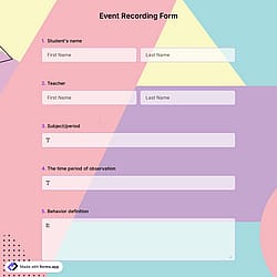 Event Recording Form 