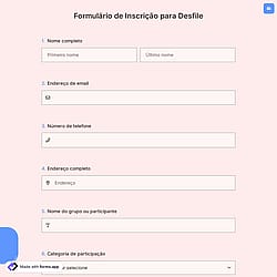 Formulário de Inscrição para Desfile