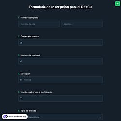 Formulario de Inscripción para el Desfile