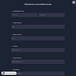 Teilnehmer-Registrierungsformular