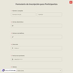 Formulario de registro de participantes