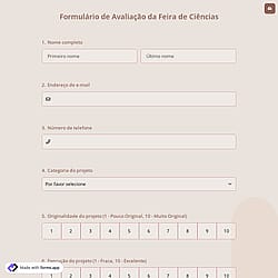 Formulário de Avaliação da Feira de Ciências