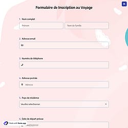 Formulaire de Inscription au Voyage
