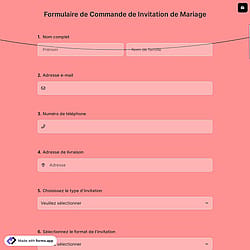 Formulaire de Commande de Invitation de Mariage