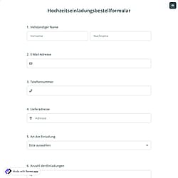 Hochzeitseinladungsbestellformular