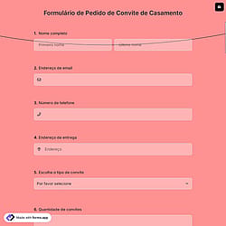 Formulário de Pedido de Convite de Casamento