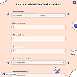 Formulario de Pedido de Invitaciones de Boda
