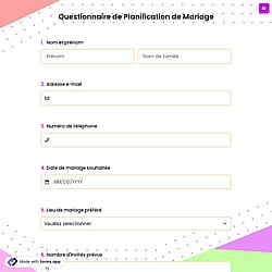 Questionnaire de Planification de Mariage