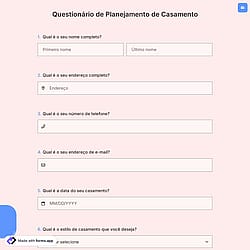 Questionário de Planejamento de Casamento