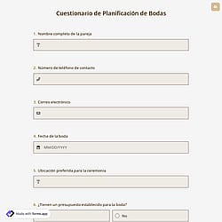 Cuestionario de Planificación de Bodas