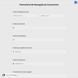 Formulário de Recepção de Casamento