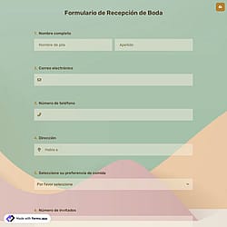 Formulario de Recepción de Boda